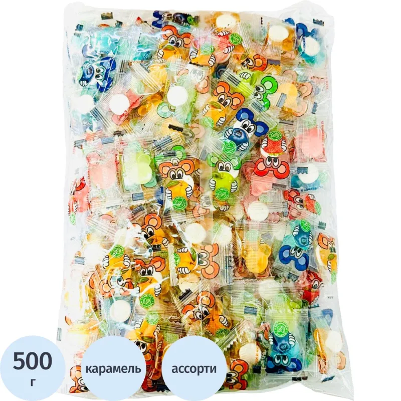 Леденцы мини с головой Микки клубника, черника, яблоко, апельсин, 500г