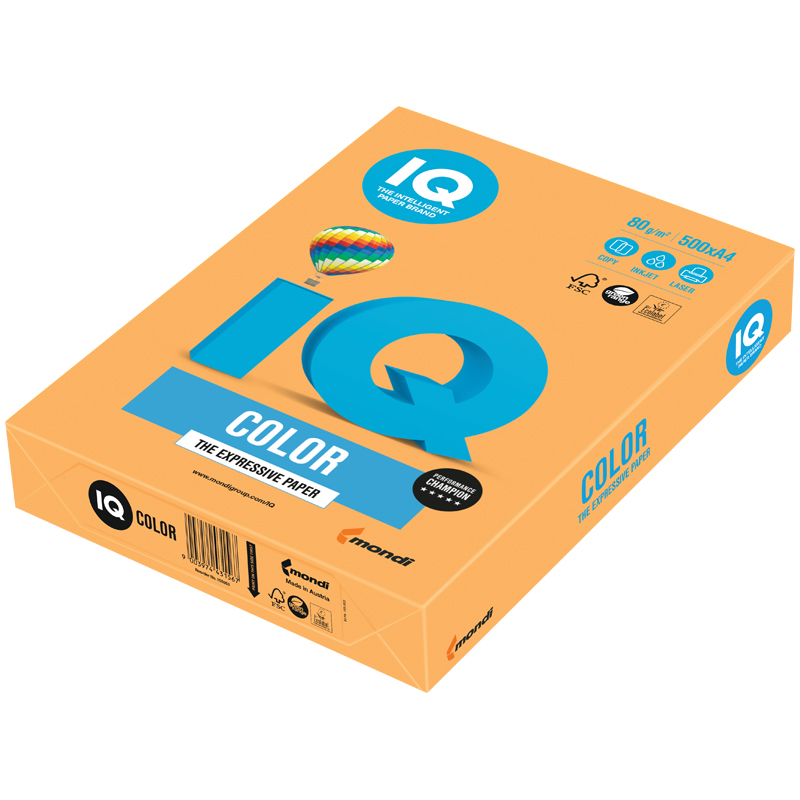УЦЕНКА - Бумага IQ "Color neon" А4, 80г/м2, 500л. (оранжевый неон)