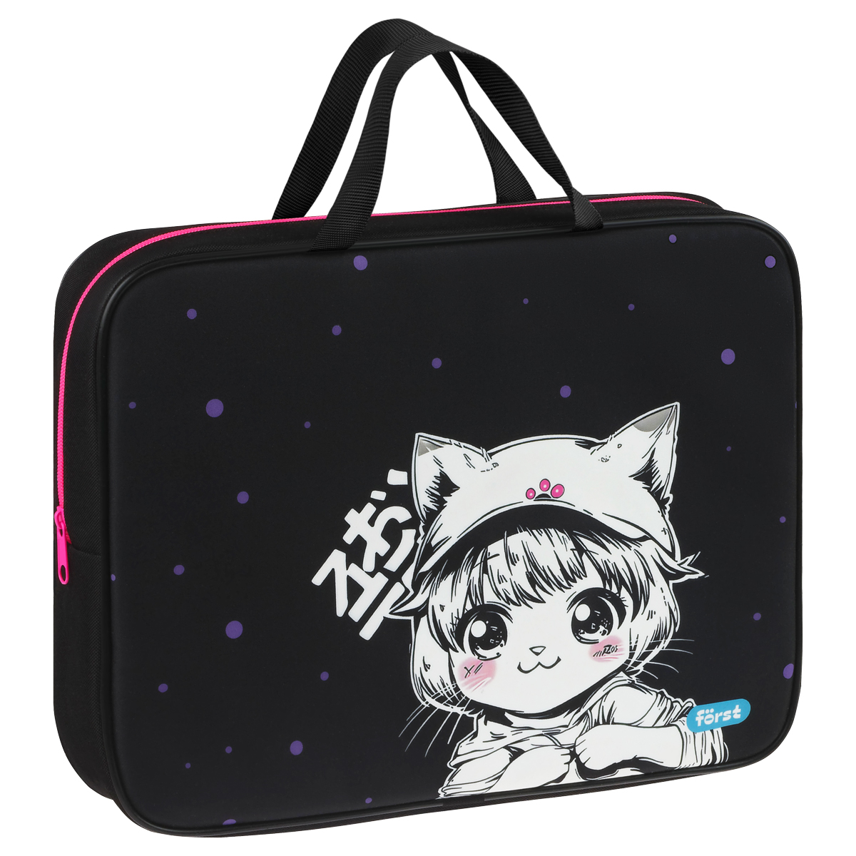 Папка текстильная с ручками 1 отделение, А4 Först "Plush Dream", 350*265*80мм, текстиль, на молнии