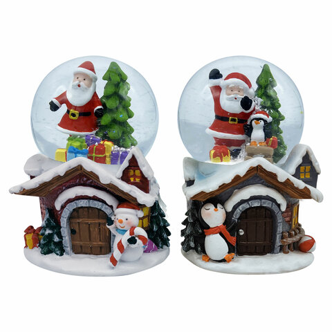 Сувенир снежный шар СКАЗОЧНЫЕ ДОМИКИ, диаметр 65 мм, полистоун/стекло, 2 дизайна ассорти, ЗОЛОТАЯ СКАЗКА, 592139