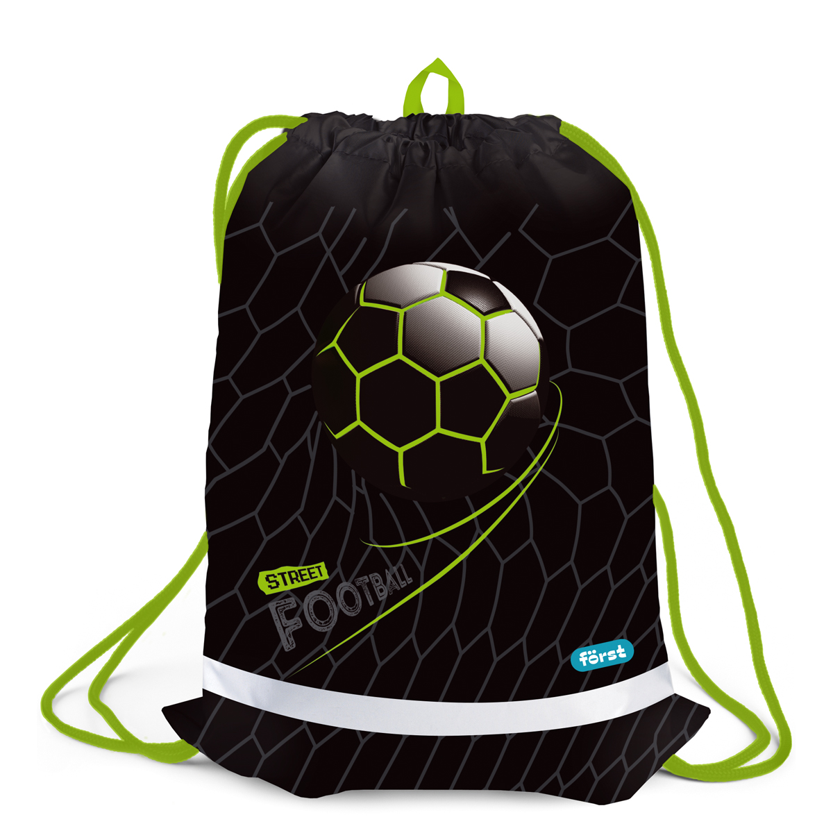 Мешок для обуви 1 отделение Först "Street Football", 360*460мм, вентиляционная сеточка, светоотражающая полоса