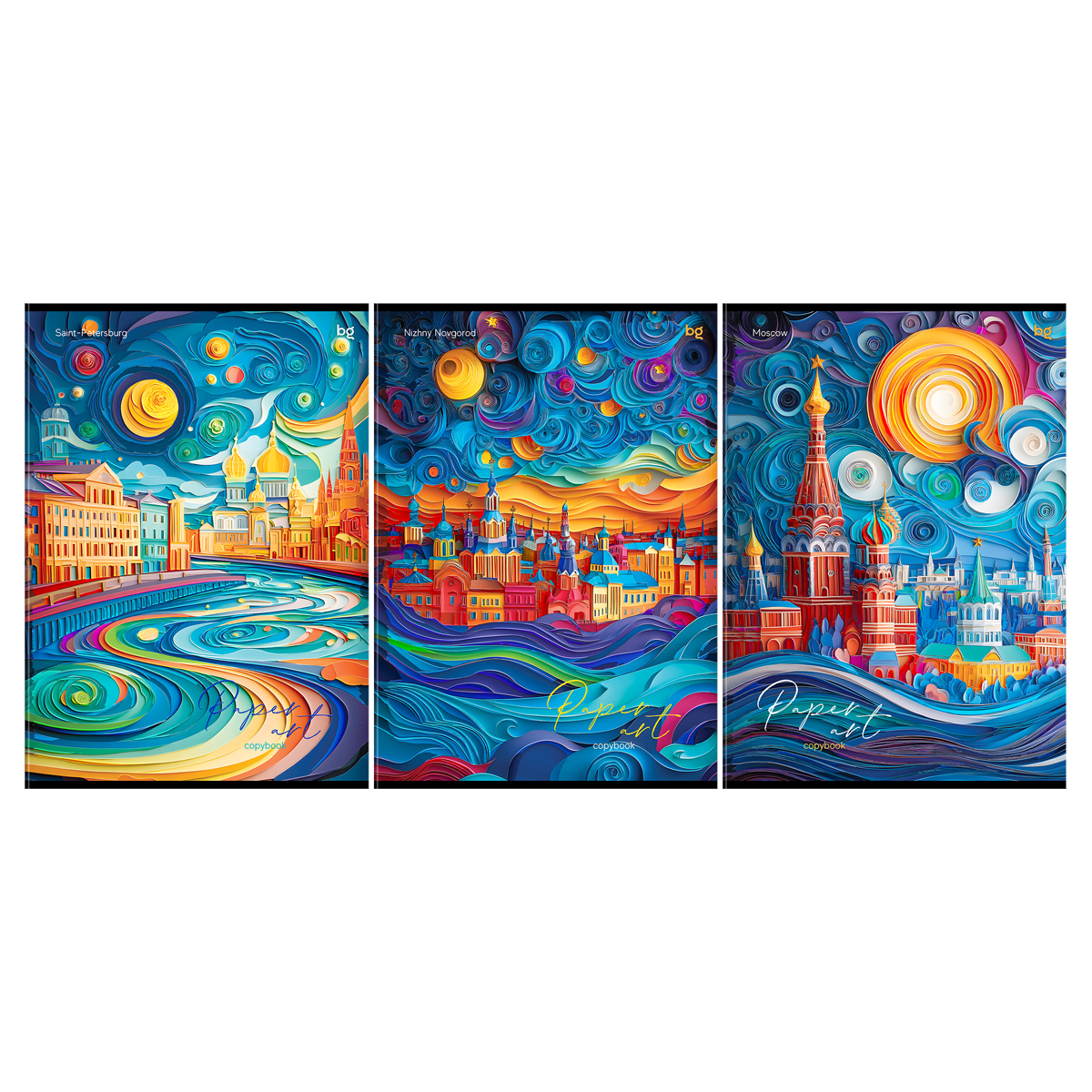 Тетрадь 80л., А4, клетка BG "Paper art", матовая ламинация, выб. лак