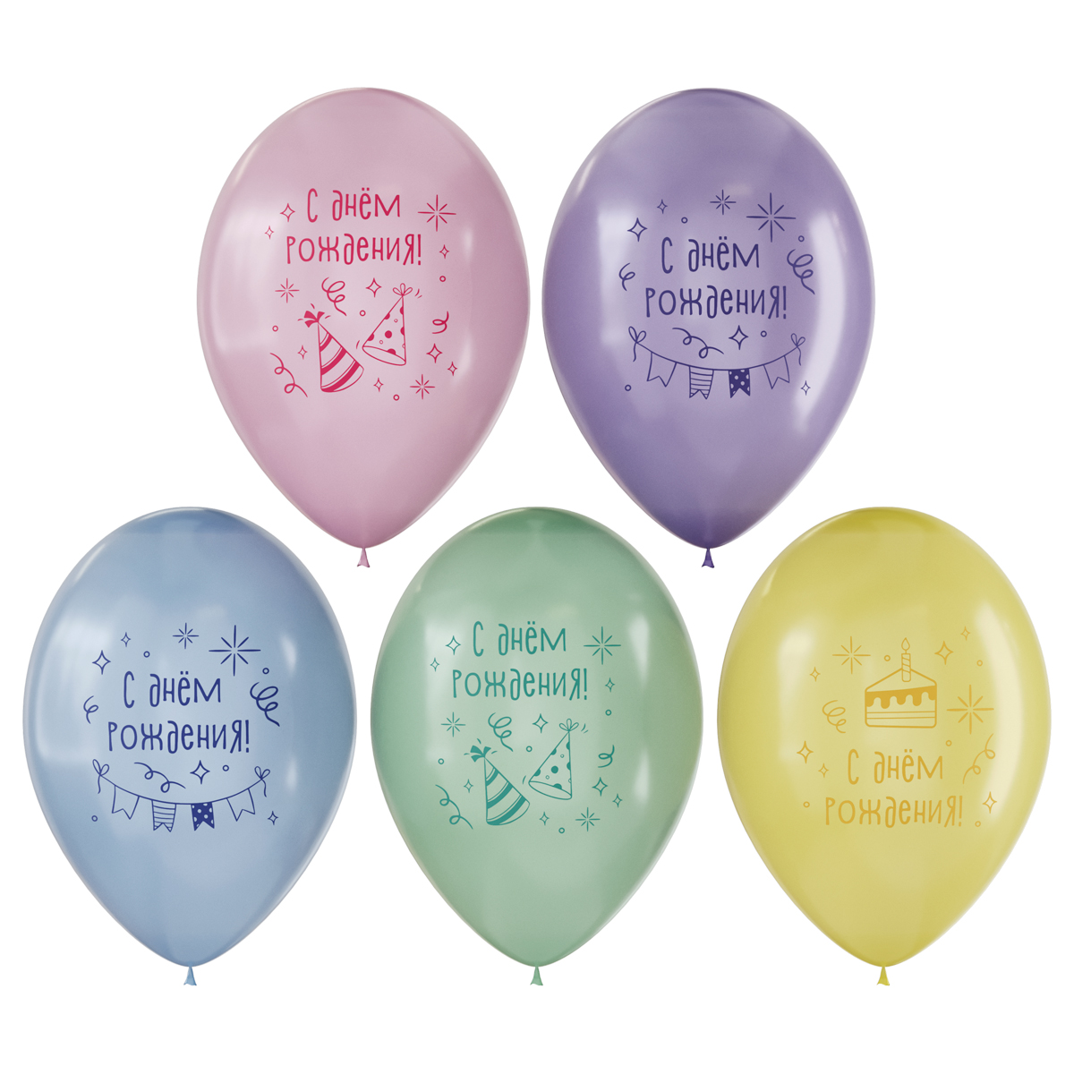 Воздушные шары, 25шт., М12/30см, MESHU "Party time", пастель, ассорти
