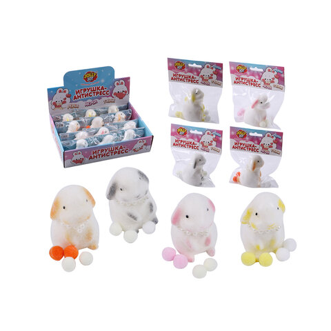 Игрушка-антистресс "ЗАИНЬКА", 8 см, ассорти 4 цвета, дисплей, JOLLY JOT (ДЖОЛЛИ ДЖОТ), 665800