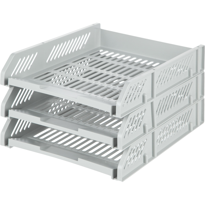 Лоток для бумаг горизонтальный Deli E9209 набор 3шт на металл.стерж серый