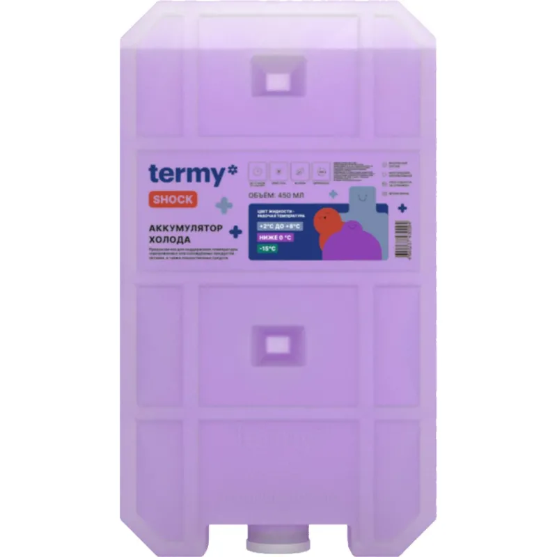 Аккумулятор холода 450 мл гелевый 0С Фиолет_ Пробка ТермиШок