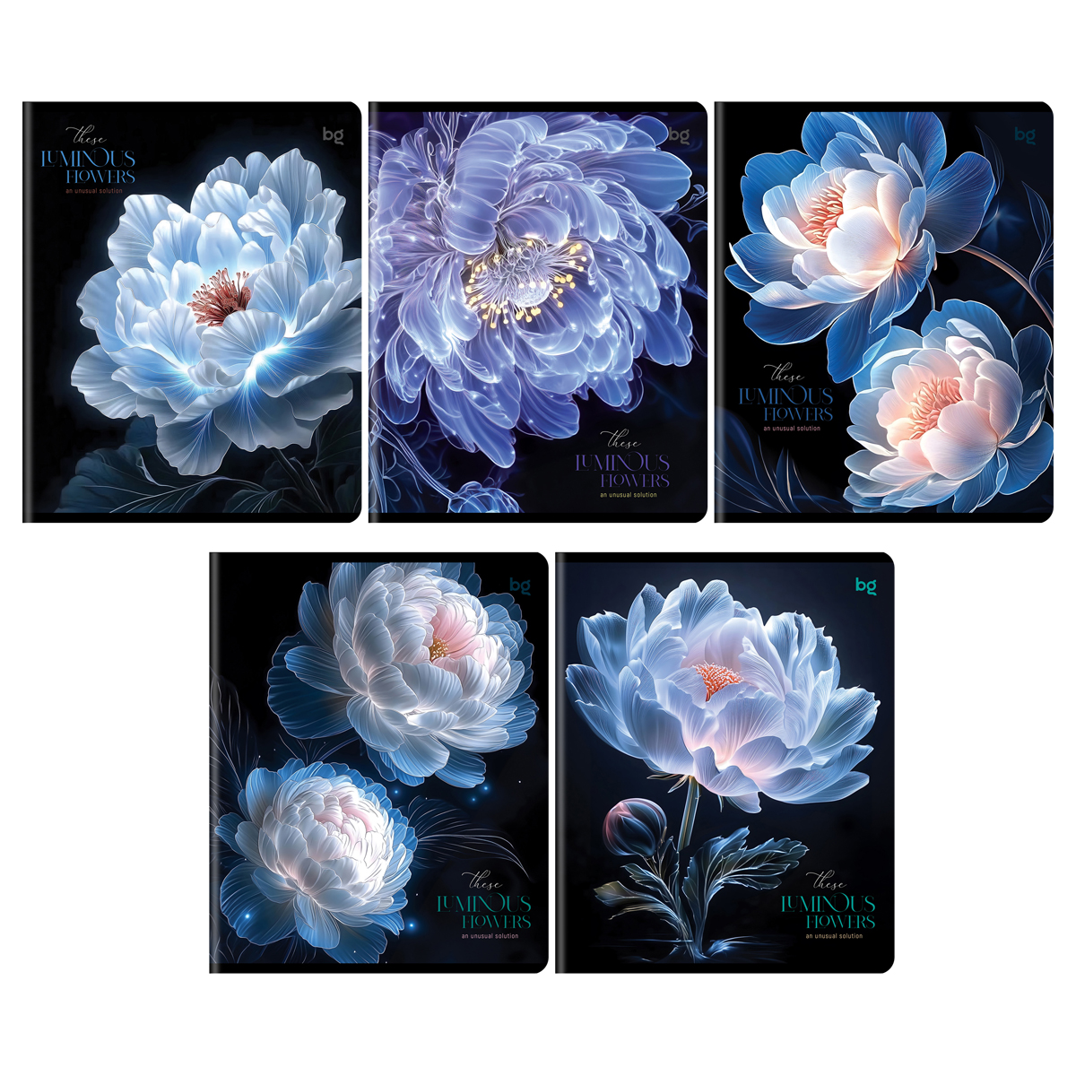 Тетрадь 96л., А5, клетка BG "Светящиеся цветы", выб.лак