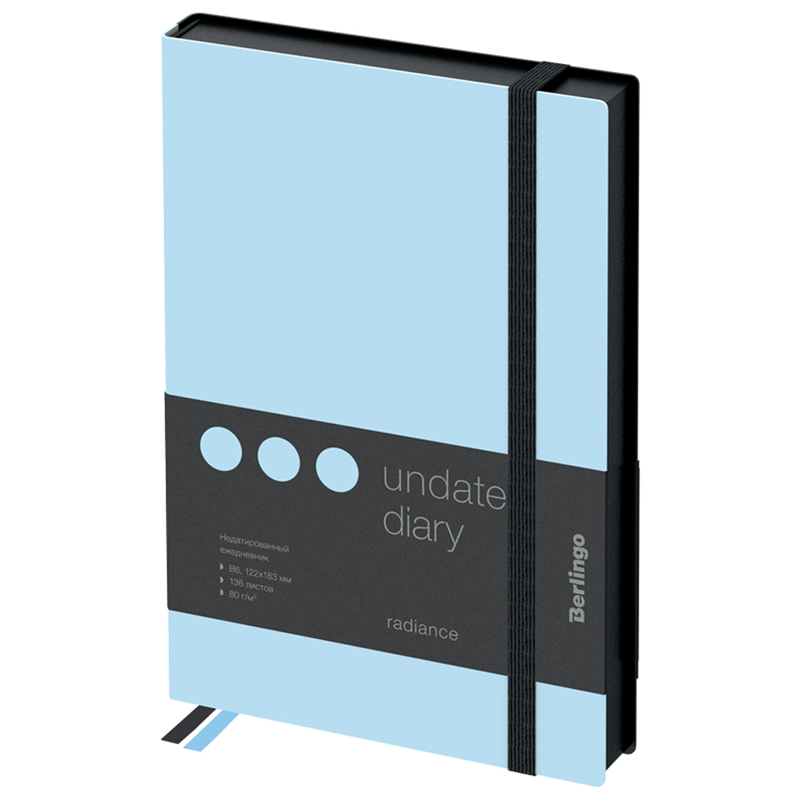 Ежедневник недатир. В6, 136л., кожзам, Berlingo "Instinct", черный/аквамарин, с резинкой