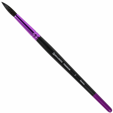 Кисть беличья круглая № 7, BRAUBERG PREMIUM, 200976