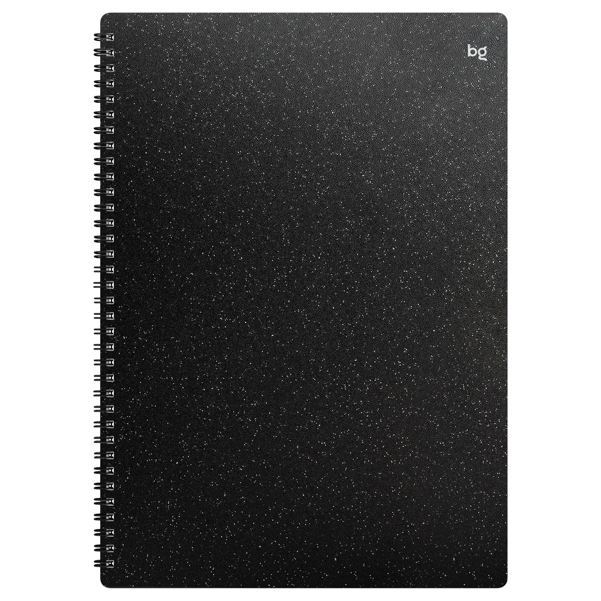 Тетрадь 80л., А4, клетка, на гребне BG "Glitter", пластиковая обложка, черный
