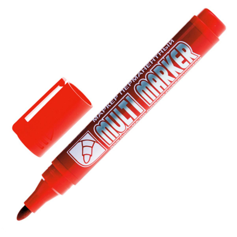 Маркер перманентный Crown Multi Marker 3-5 мм красный