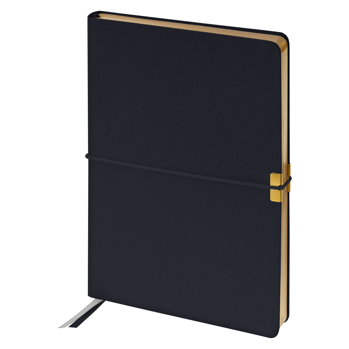 Ежедневник недатированный, А5, 136л., кожзам, Berlingo "Casual Gold", с резинкой, черный, золотой срез