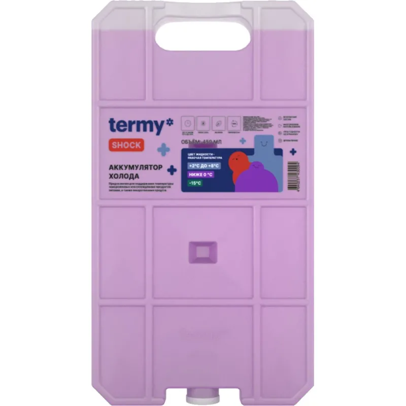 Аккумулятор холода 600мл Гелевый  0С Фиолет_ Пробка ТермиШок