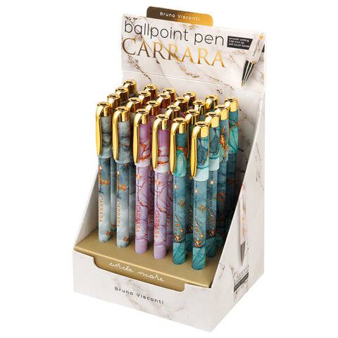 Ручка шариковая BRUNO VISCONTI "Carrara Bright", СИНЯЯ, корпус ассорти, линия 0,36 мм, 20-0204/62