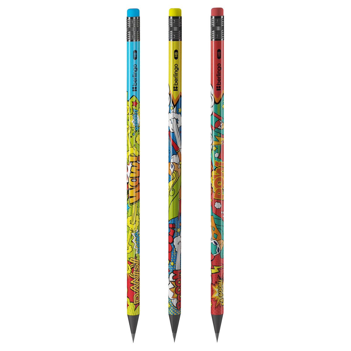 УЦЕНКА - Карандаш ч/г Berlingo "Hype" HB, черное дерево, круглый, заточен., с ластиком, ассорти