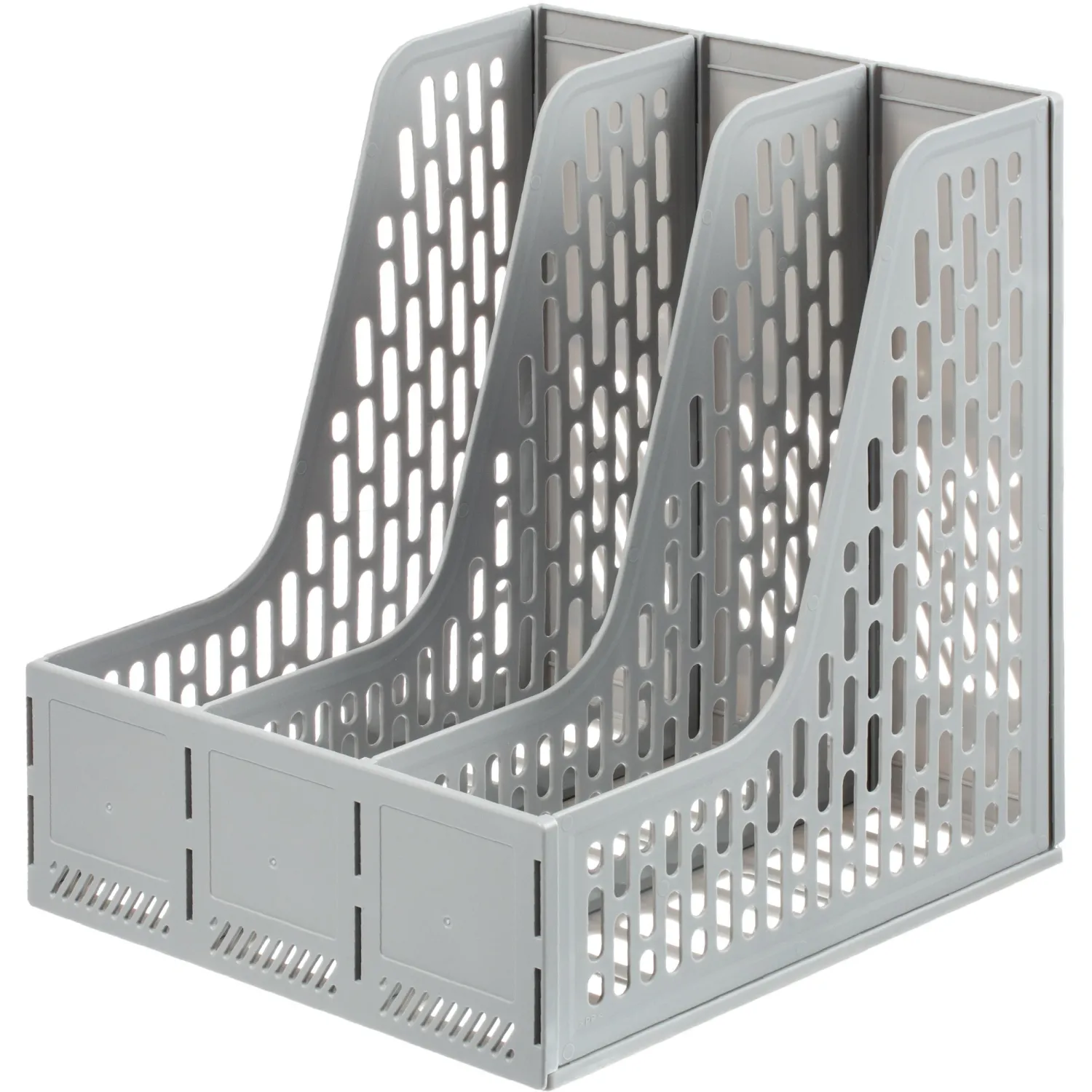 Лоток вертикальный д/бумаг Deli E9843,сбор,3отд,сер,250x257x275мм,пл