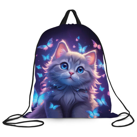 Мешок для обуви BRAUBERG KIDS, с петлей, 42х34 см, "Curious cat", 273434