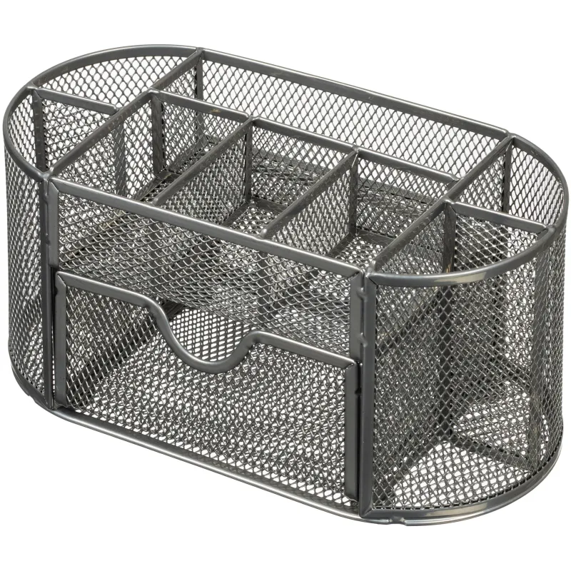 Подставка-органайзер д/канц.мелочей Комус 9от мет сетка 220х110х105мм сереб