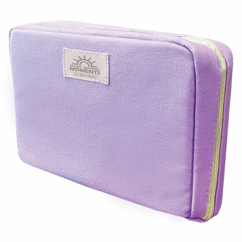 Пенал-органайзер BRAUBERG, 1 отделение, наклейки, молния вокруг, канвас, 22x15х4см, фиолетовый, 273596