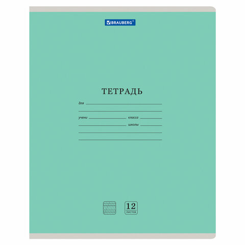 Тетради ДЭК 12 л. КОМПЛЕКТ 10 шт. BRAUBERG КЛАССИКА NEW, частая косая линия, обложка картон, ЗЕЛЕНАЯ, 107055