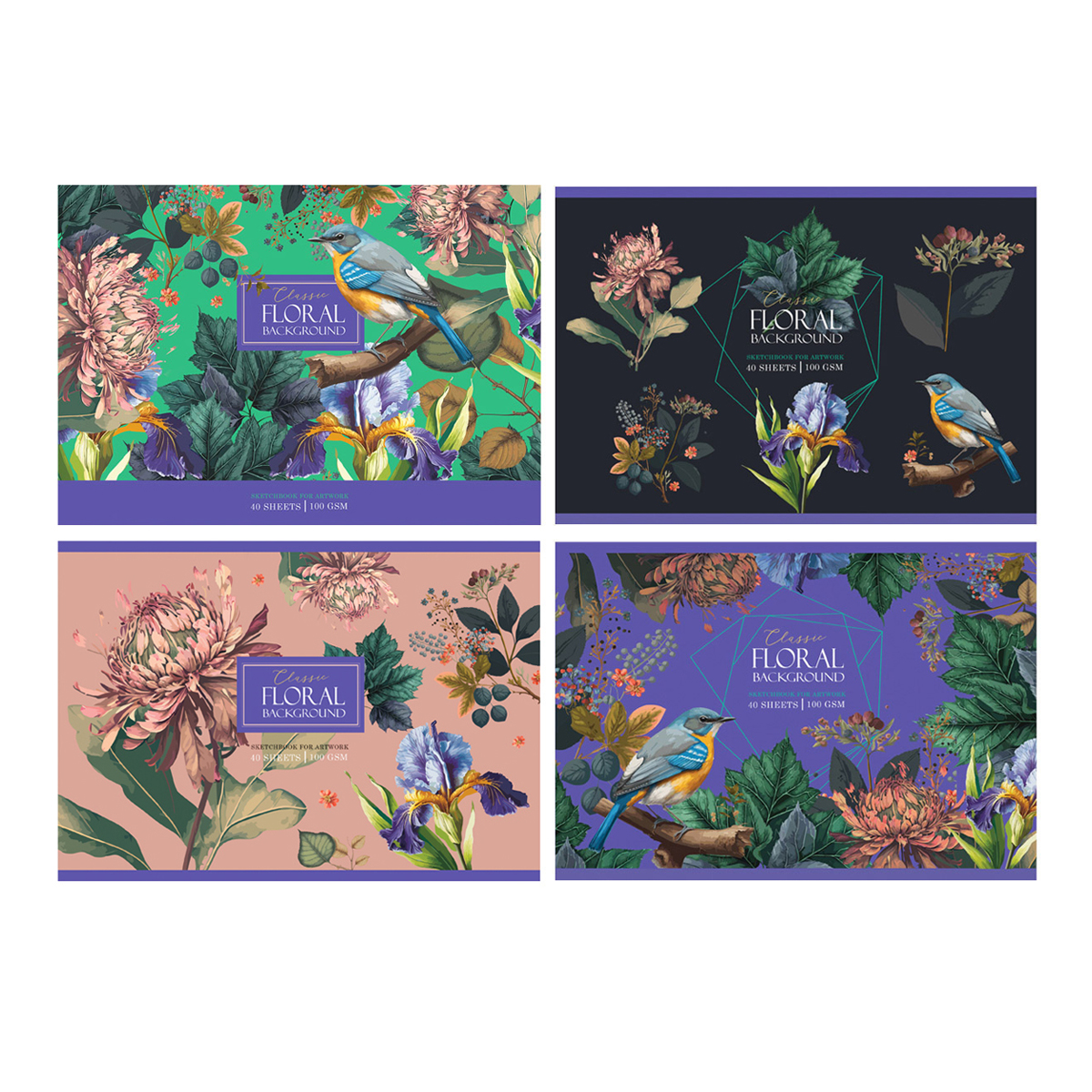 Альбом для рисования 40л. А4 на скрепке BG "Птицы в саду"