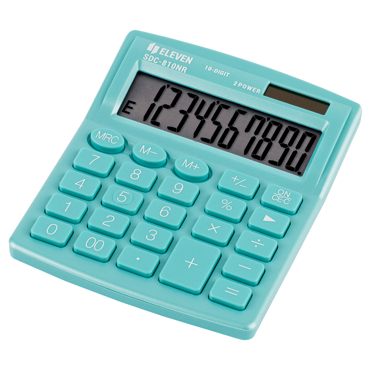 Калькулятор настольный Eleven SDC-810NR-GN, 10 разрядов, двойное питание, 102*124*25мм, бирюзовый