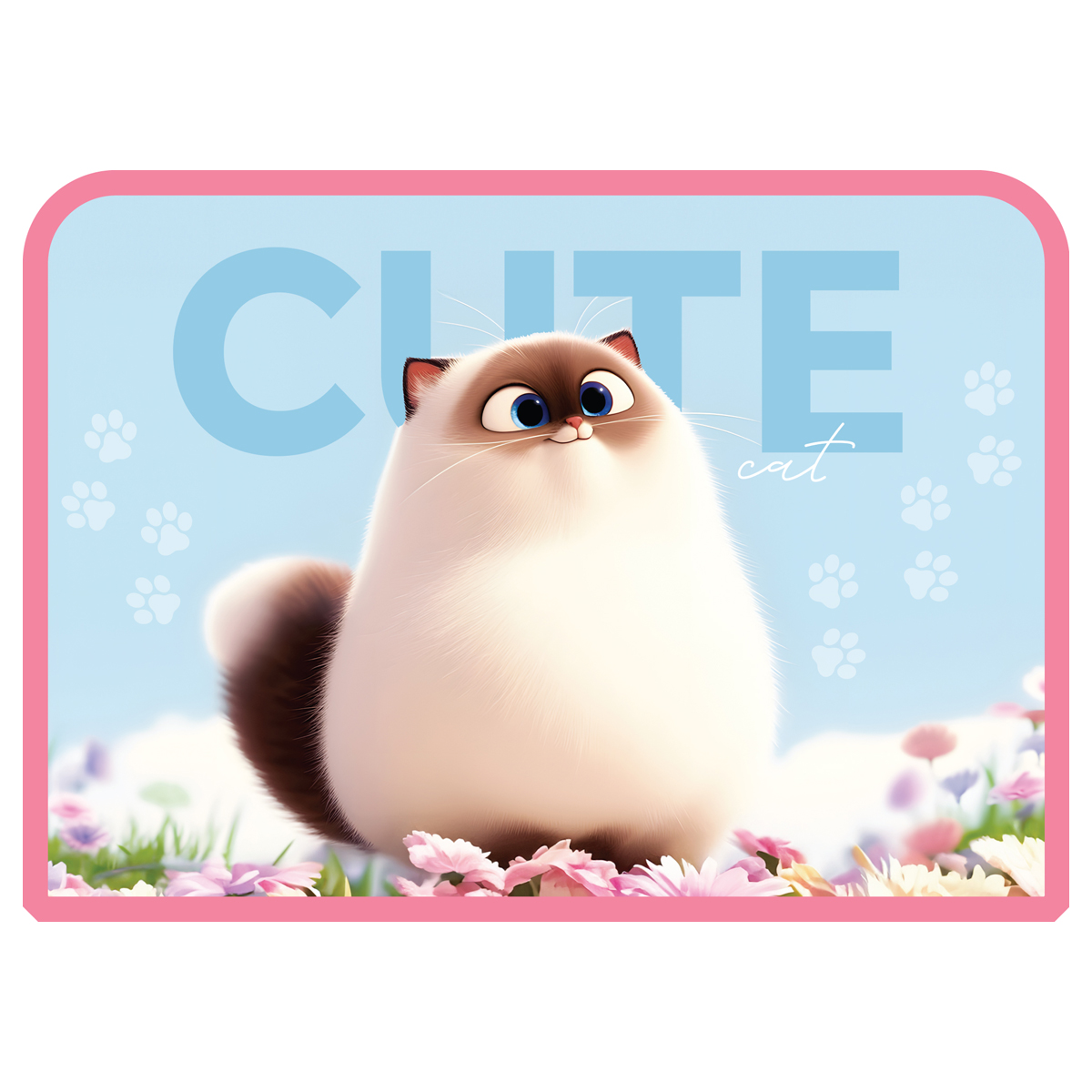 Папка для тетрадей 1 отделение, ArtSpace "Cute cat", А5, пластик, на молнии