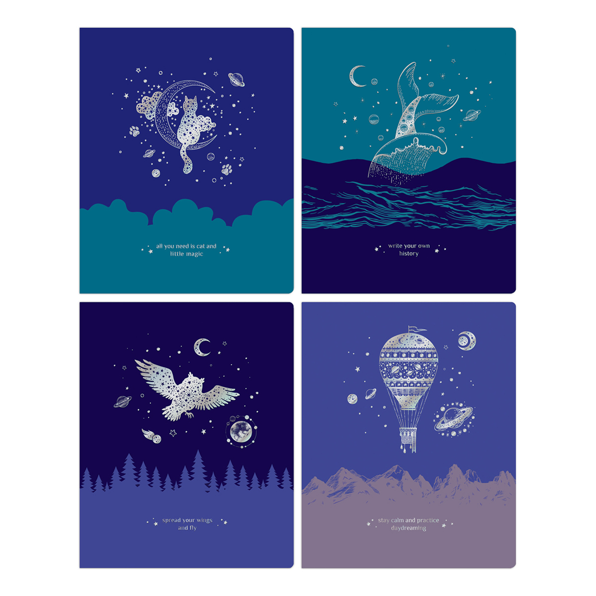 Тетрадь 48л., А5, линия BG "Немного волшебства", 70г/м2, soft-touch ламинация, тиснение голографической фольгой, с форзацем