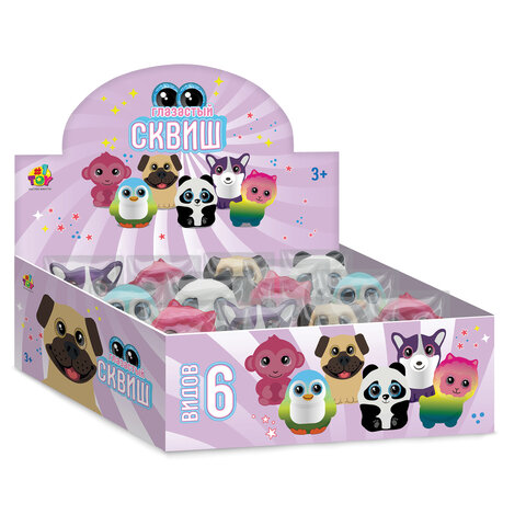 Игрушка-антистресс КРУТОЙ ЗАМЕС "Глазастый сквиш Животные", 8х9 см, ассорти 6 видов,, Т26310