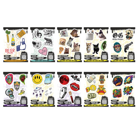 Наклейки виниловые, 21-26 шт., 4 листа, А6, "МЕМЫ", АССОРТИ, NALEPKING