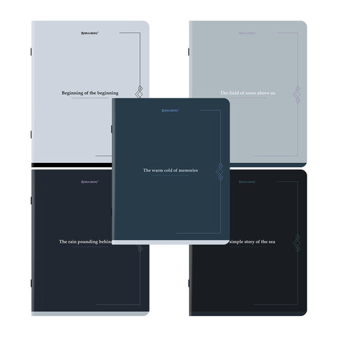 Тетради ДЭК А5 48 л. КОМПЛЕКТ 5 шт. BRAUBERG скоба, клетка, SoftTouch, "Vintage", 404909