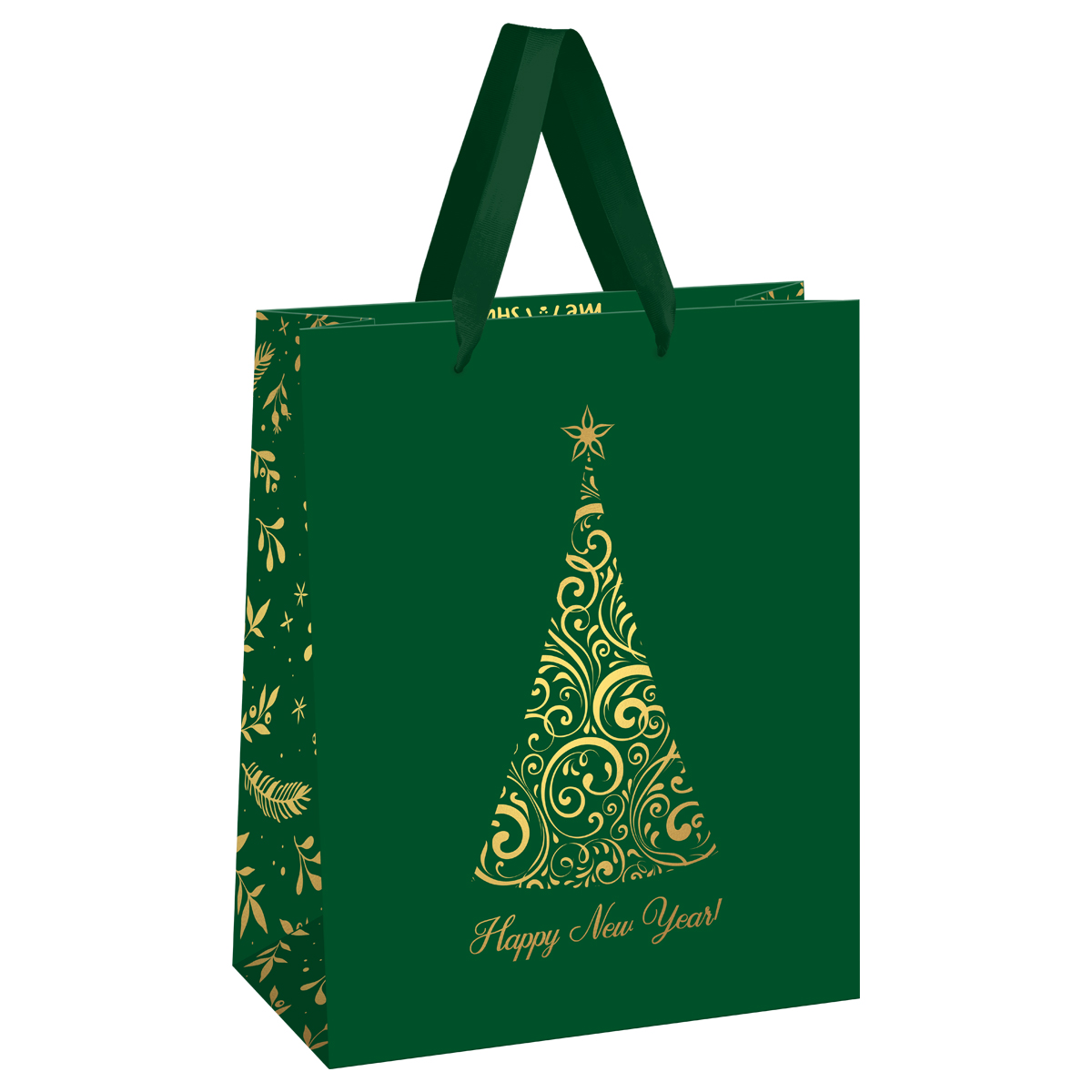 Пакет подарочный 26*32*12см MESHU "Christmas tree",  фольга, матовая ламинация