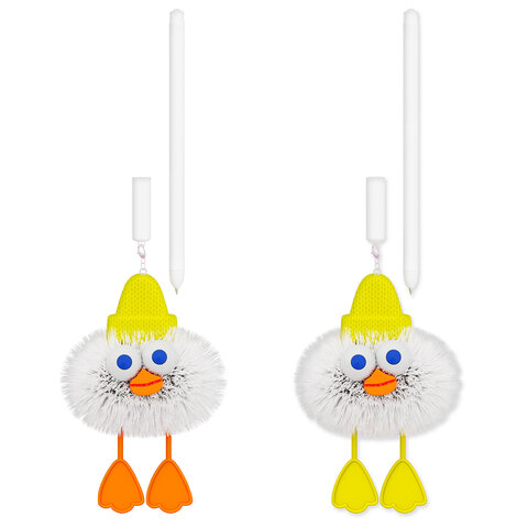 Ручка с пушистой подвеской шариковая FUNSTER "FLUFFY DUCK", СИНЯЯ, ассорти, пишущий узел 0,7 мм, 144525