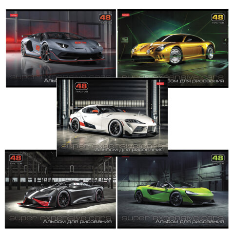 Альбом д/рис. А4 48л., скоба, обложка картон, HATBER, 205х290мм, АвтоЛюкс, 48А4В