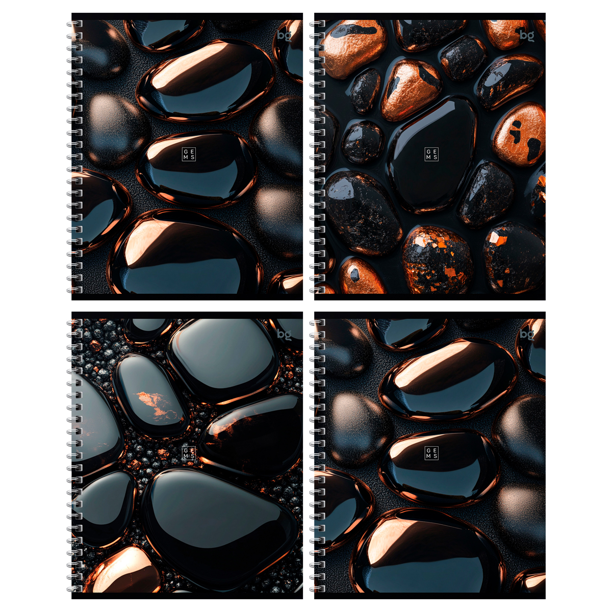 Тетрадь 48л., А5, клетка на гребне BG "Камни", выб.лак