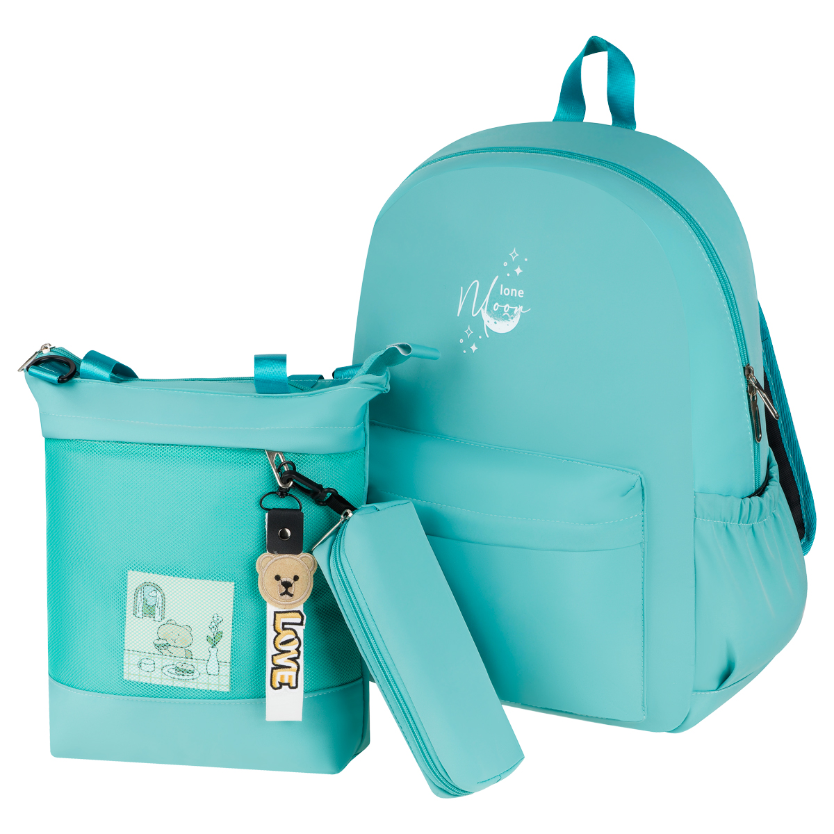 Рюкзак MESHU "Moon", 43*30*13см, 1 отделение, 3 кармана, уплотн. спинка, в комплекте сумка-шоппер 33*30см, пенал 20*5*5см