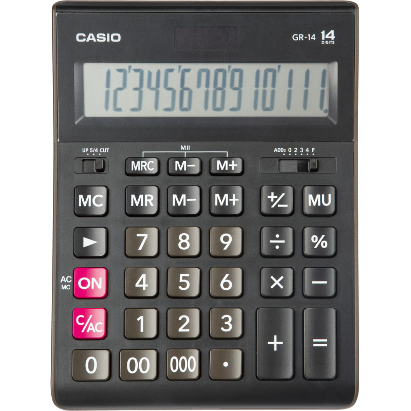 Калькулятор настольный ПОЛНОРАЗМЕРНЫЙ Casio бухг. GR-14 14 разр. DPчерный