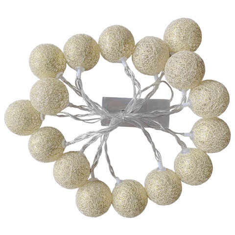 Электрогирлянда-нить комнатная "Шарики" 1,8м 16LED, бронза, тёплый белый, батарейки ЗОЛОТАЯ СКАЗКА 592558