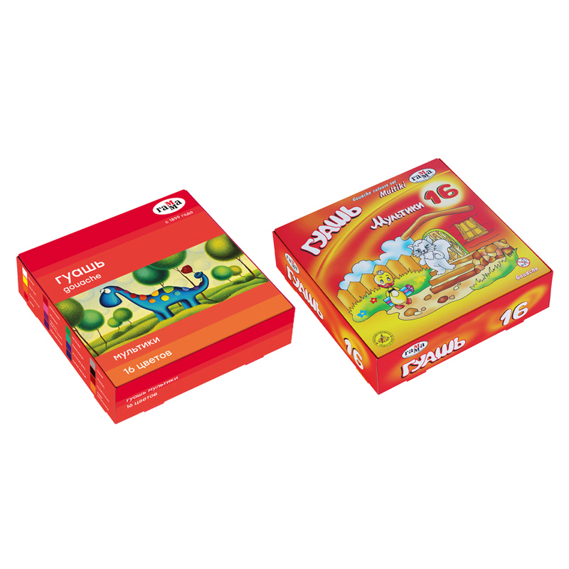 Гуашь Гамма "Мультики", 16 цветов, 20мл, картон. упаковка