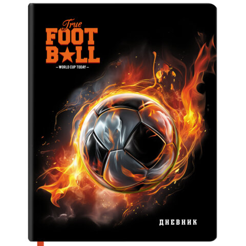 Дневник 1-11 класс 48л, обложка кожзам (твердая с поролоном), 3D-элемент, BRAUBERG, Футбол, 107220