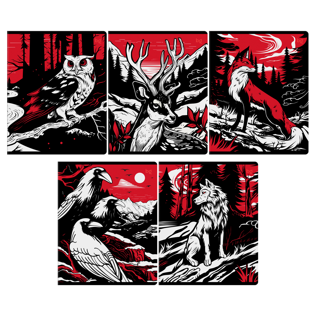 Тетрадь 48л., А5, клетка BG "Эксклюзив. Хищники", soft-touch ламинация, выб.лак, с форзацем, 70г/м2