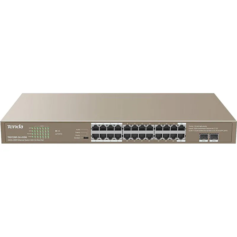 Коммутатор Tenda TEG1126P-24-410W 24GE+2SFP 24PoE