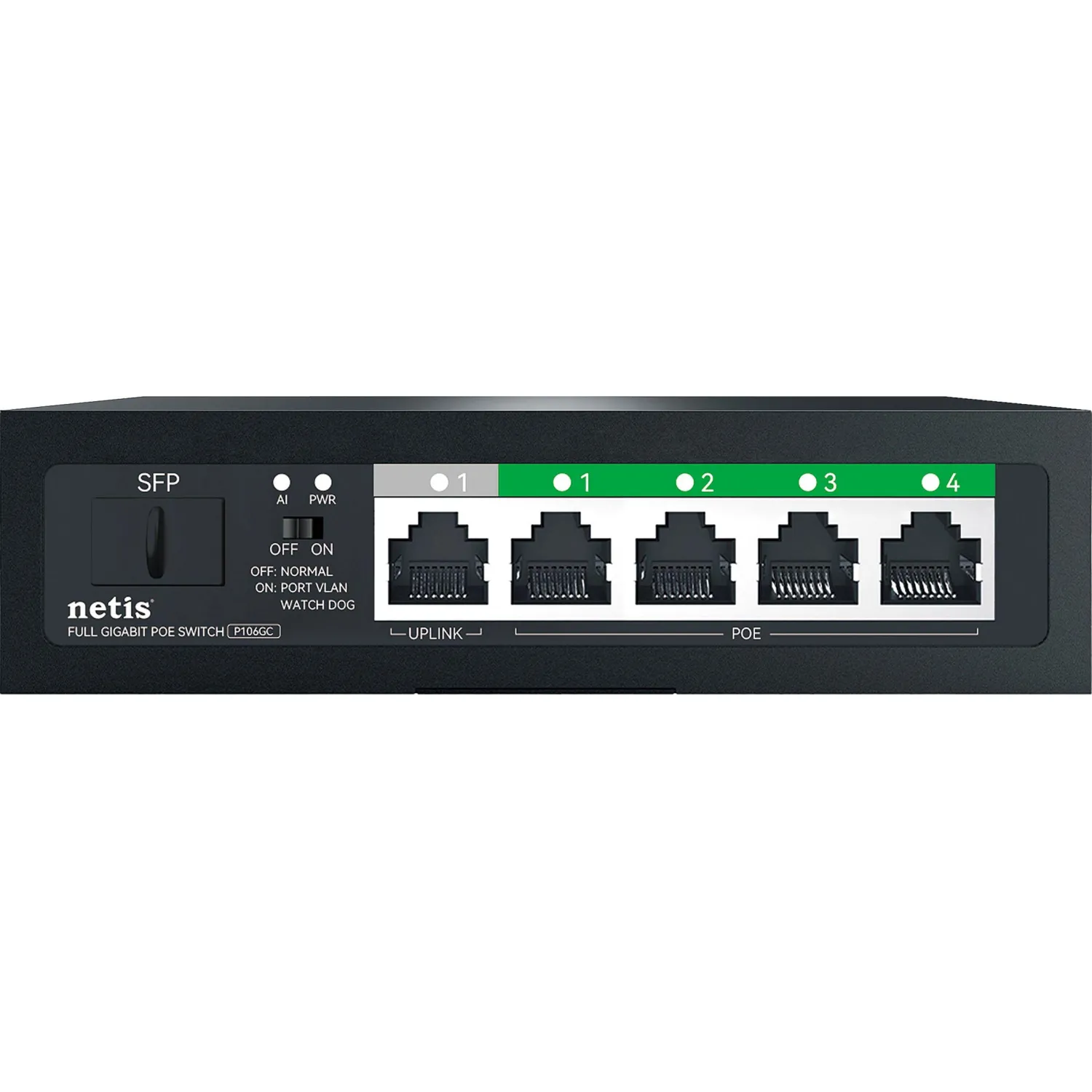 Коммутатор Netis P106GC 5x1000Мбит/с 4PoE+ 60W 1xSFP