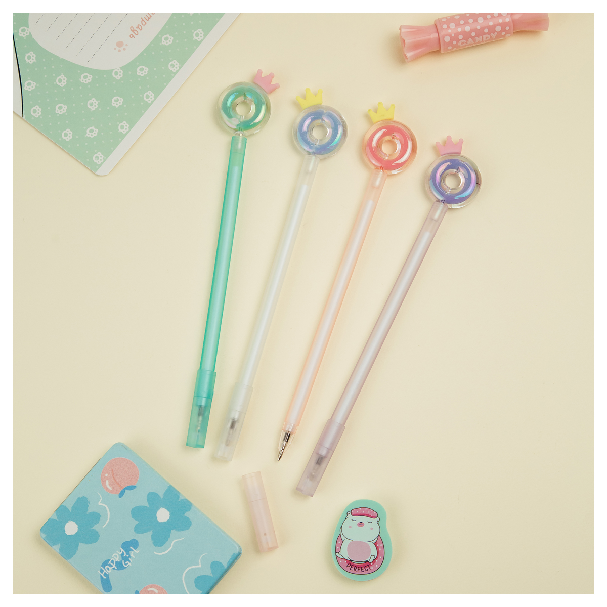 Ручка шариковая MESHU "Crown Donuts", синяя, 0,7мм, корпус ассорти