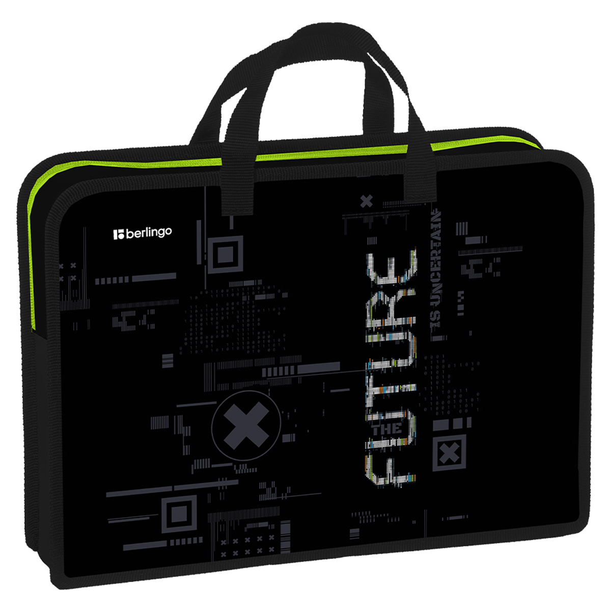 Папка с ручками 1 отделение, А4 Berlingo "FutureX", 340*245*75мм, пластик, на молнии