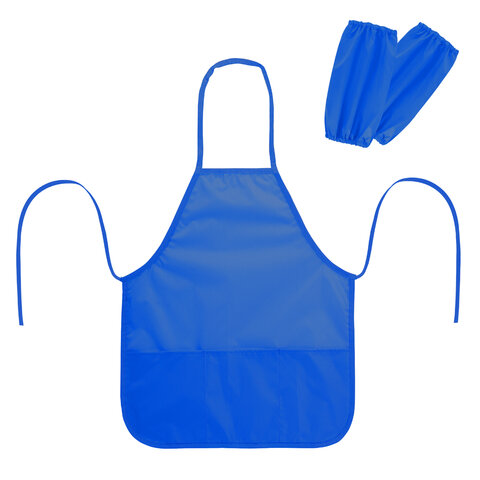 Фартук с нарукавниками для уроков труда ПИФАГОР, 3 кармана, стандартный размер, 44x55 см, синий, 273754