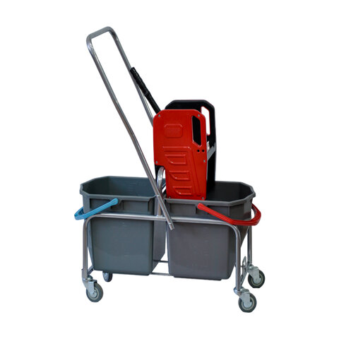 Тележка уборочная Eсо-Force, 2-съемных ведра по 25л, отжим, металлический каркас, бесшумные колеса, 22EF/2