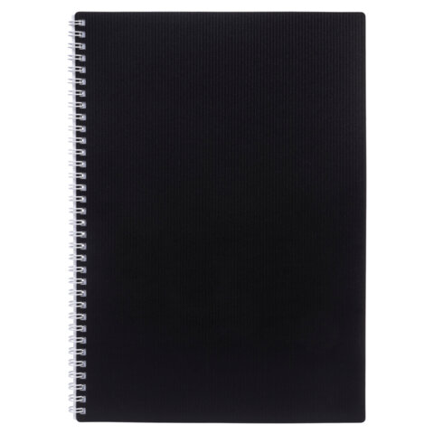 Тетрадь обложка пластик, А4 80л. гребень, клетка, HATBER, VELVET Черная, 081566, 80Т4В1гр_01601