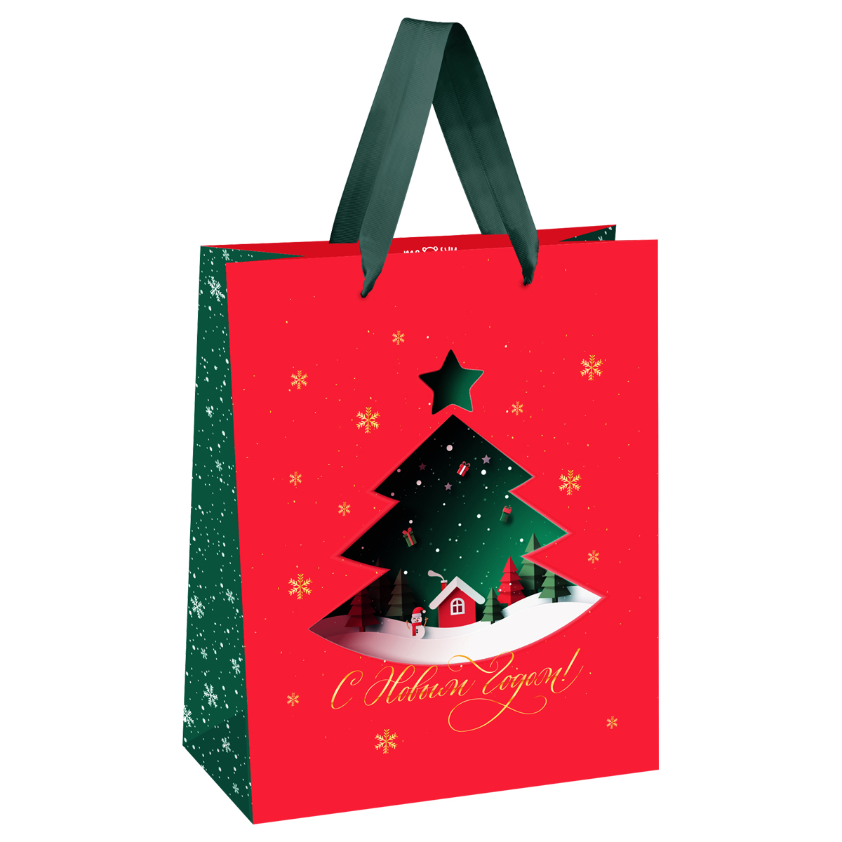 Пакет подарочный 26*32*12см MESHU "Christmas magic", фольга, матовая ламинация