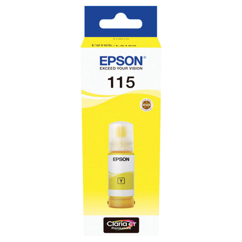 Чернила EPSON 115 (C13T07D44A) для СНПЧ L8160/L8180, желтые, объем 70 мл, ОРИГИНАЛЬНЫЕ,  C13T07D44A